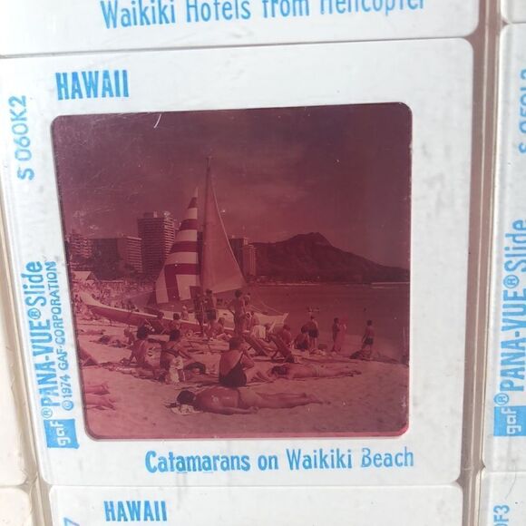 NWT Aloha! Hawaiian 🌺 GAF Slides 1970s Waikiki Diamond Head 🏖 🥥 🏊🏻‍♀️ Fab! - Picture 6 of 17